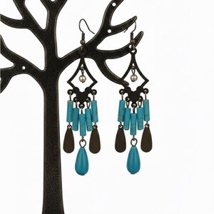 Elegant Turquoise and Bronze Drop Earrings